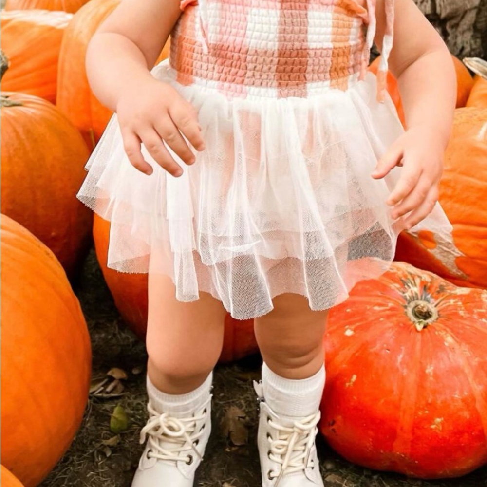 Plaid Top with Tulle Skirt for Kids